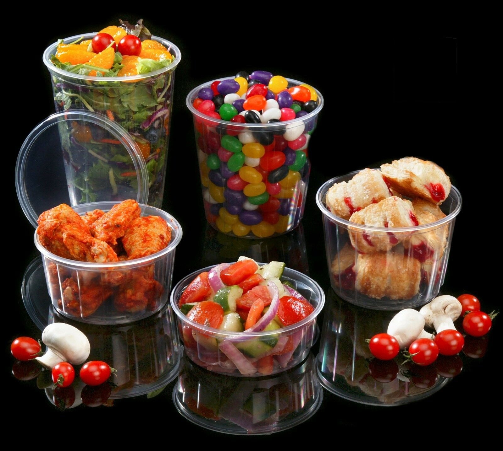 Round Food Container Plastic Clear 2oz (+ lid) Jumping Bugzy