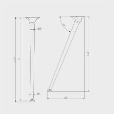 2x Table Leg Breakfast Bar Worktop Support Kitchen Round 710mm Black - 6