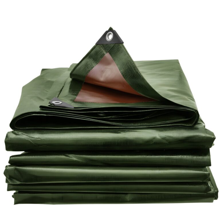 Green/Brown Tarpaulin 220gsm Polyethylene with Eyelets