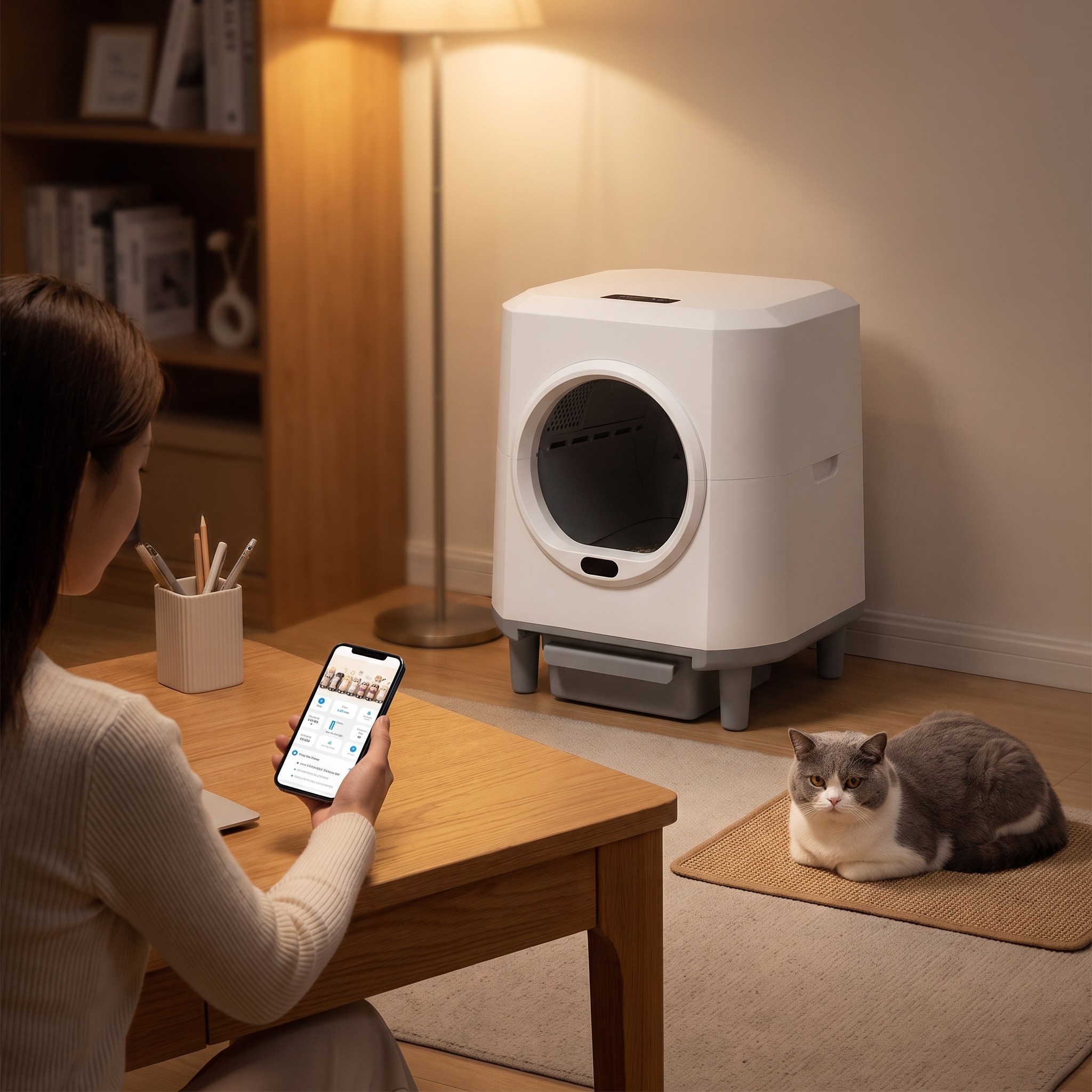 Enclosed Automatic Self-Cleaning Cat Litter Box 80L