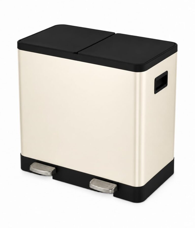 Kitchen Pedal Bin 60L Dual 2x30L Cream