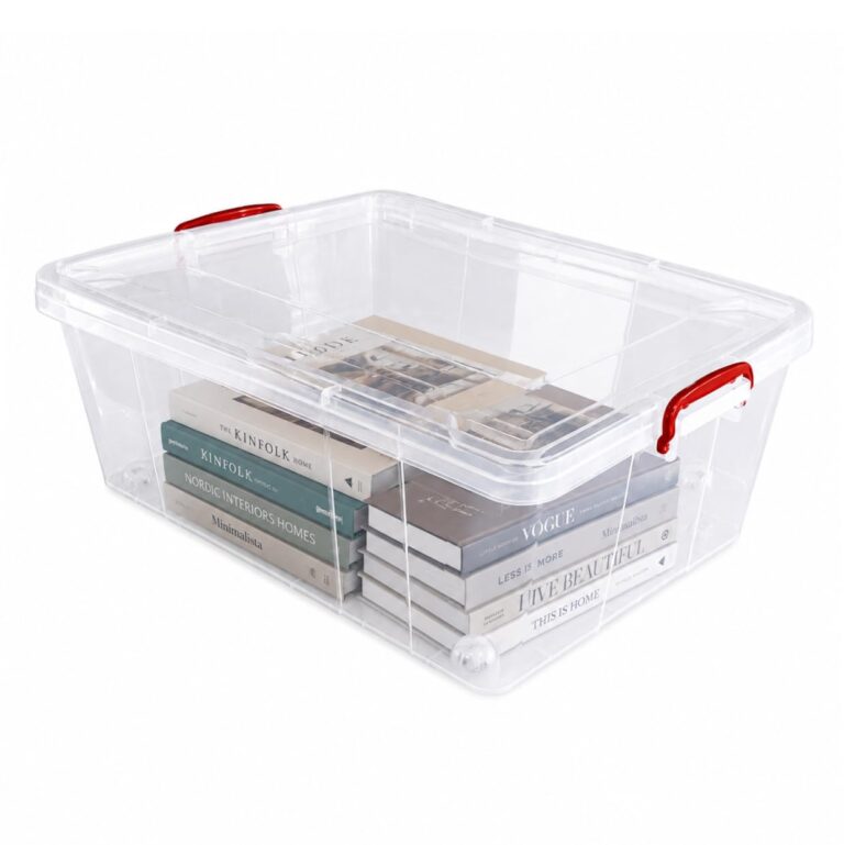 Clear Storage Box 38L with Lid and Wheels