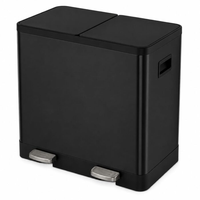 Kitchen Pedal Bin 60L Dual 2x30L Black