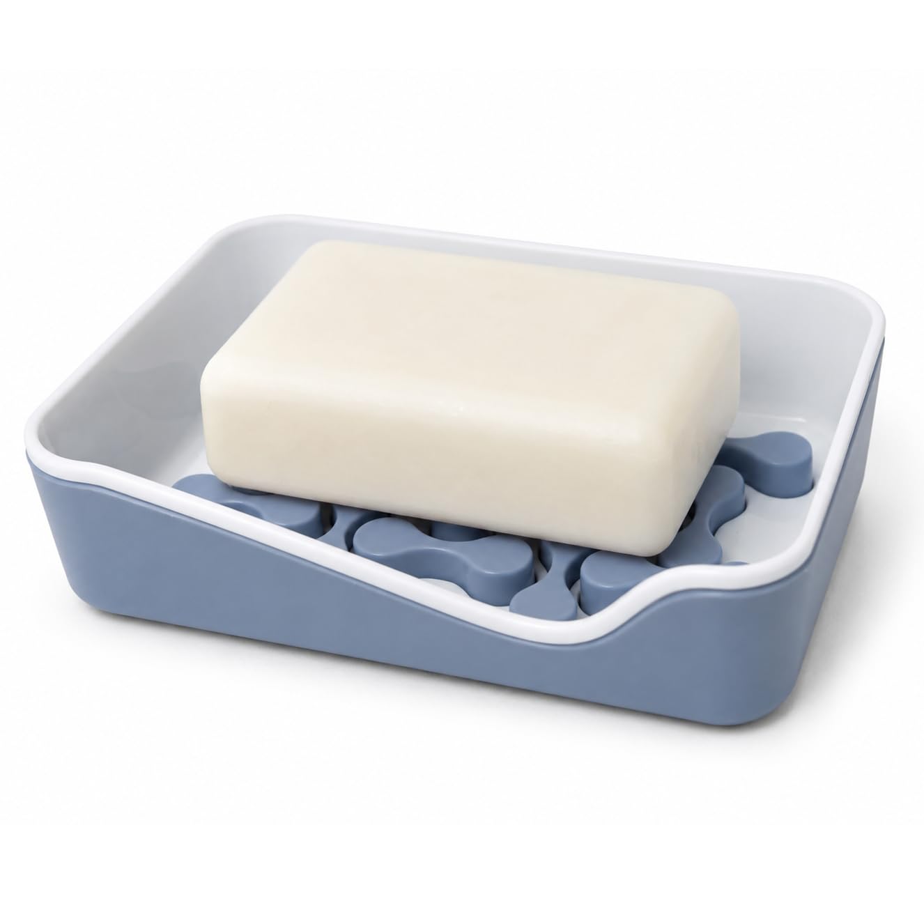 Soap Dish with Removable Drainage Tray Blue-White