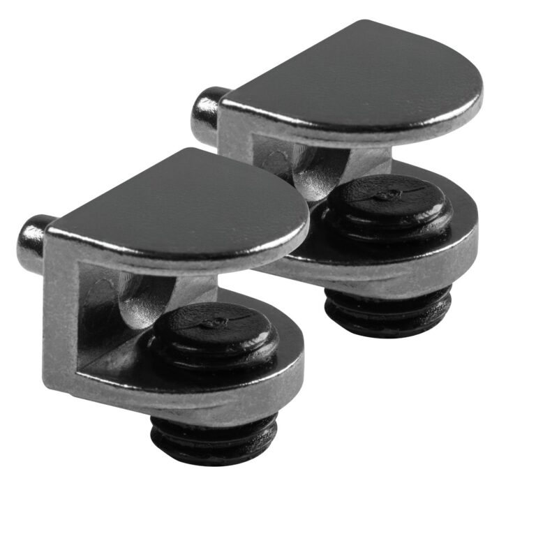 Push-On Glass Shelf Support Brackets 4-8mm Black Pack of 2