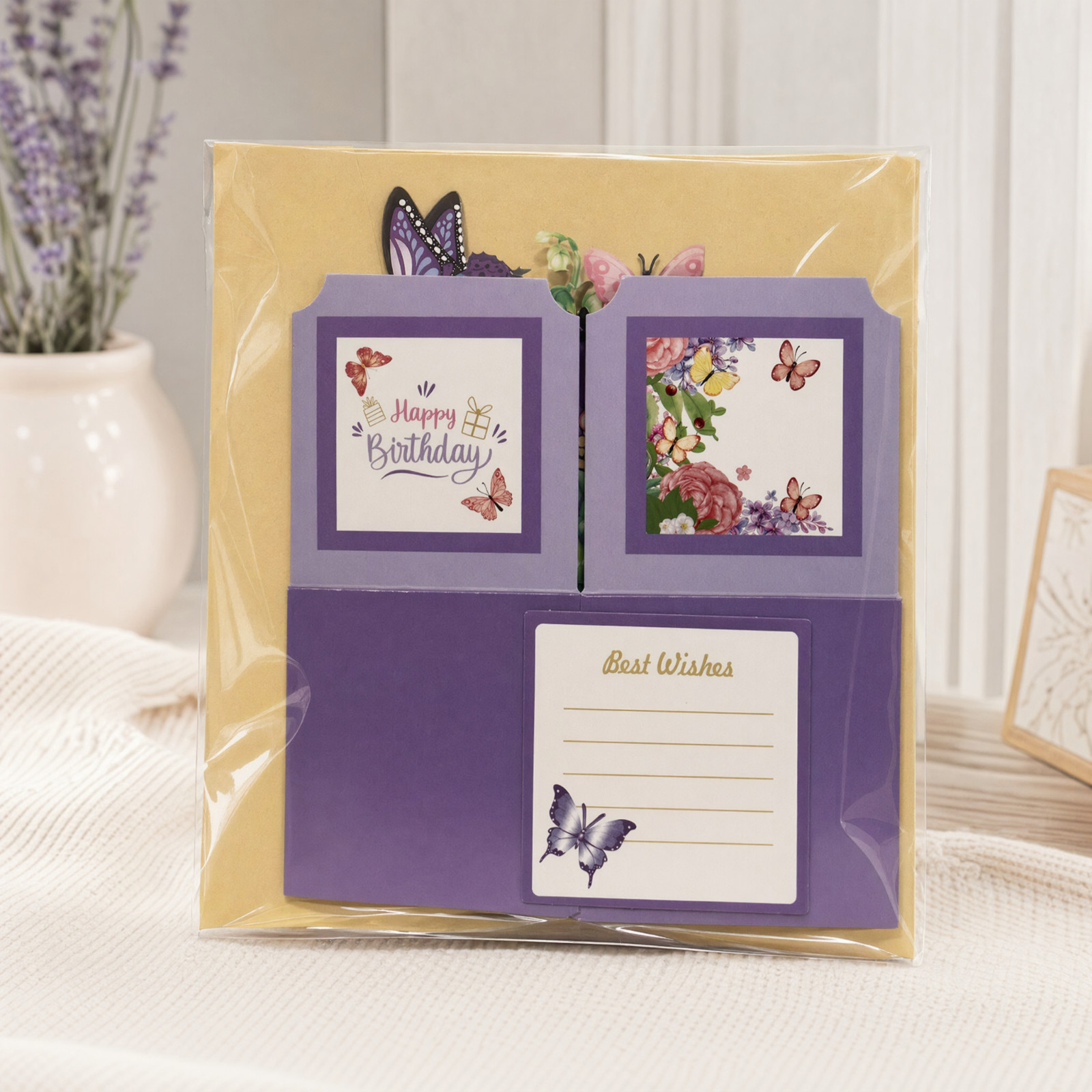 3D Pop-Up Birthday Box Card Butterflies & Flowers - Image 6
