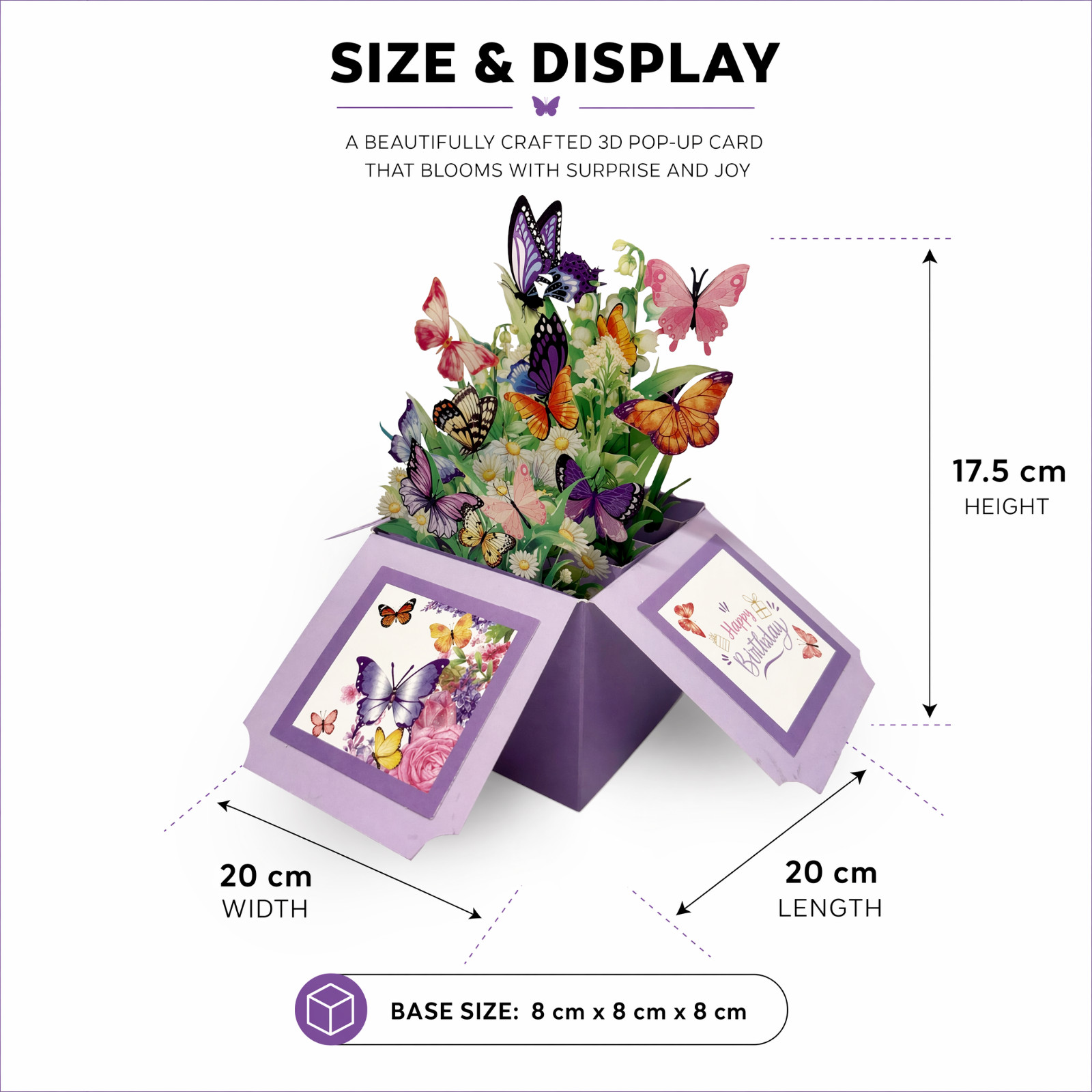 3D Pop-Up Birthday Box Card Butterflies & Flowers - Image 8