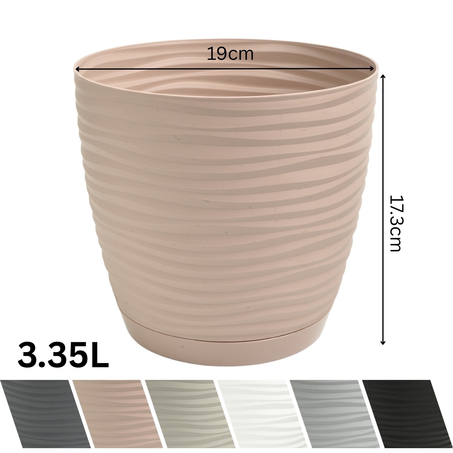 Wavy Round Plastic Plant Pot with Saucer - Image 6