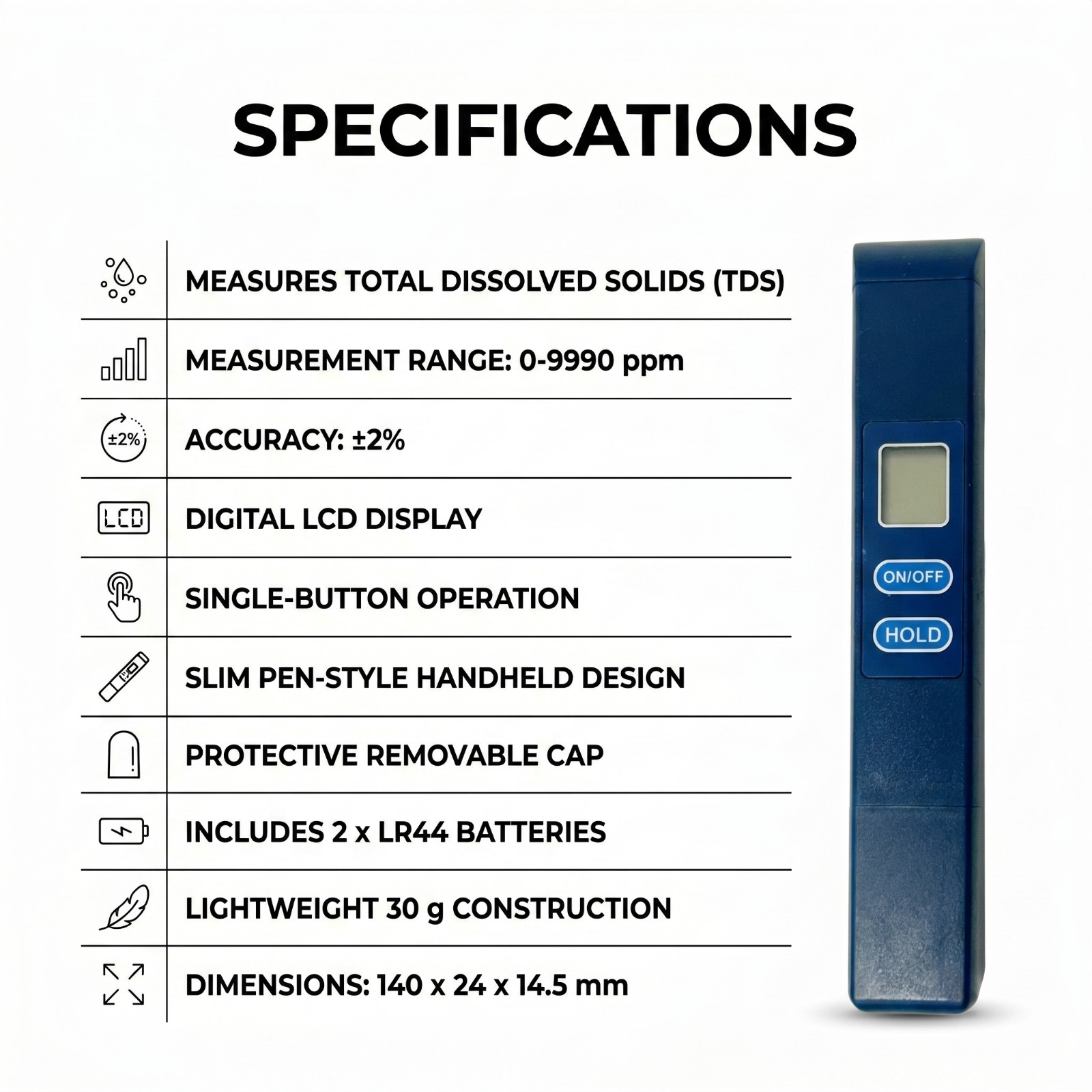 Digital TDS Water Tester Pen with LCD Display - Image 10