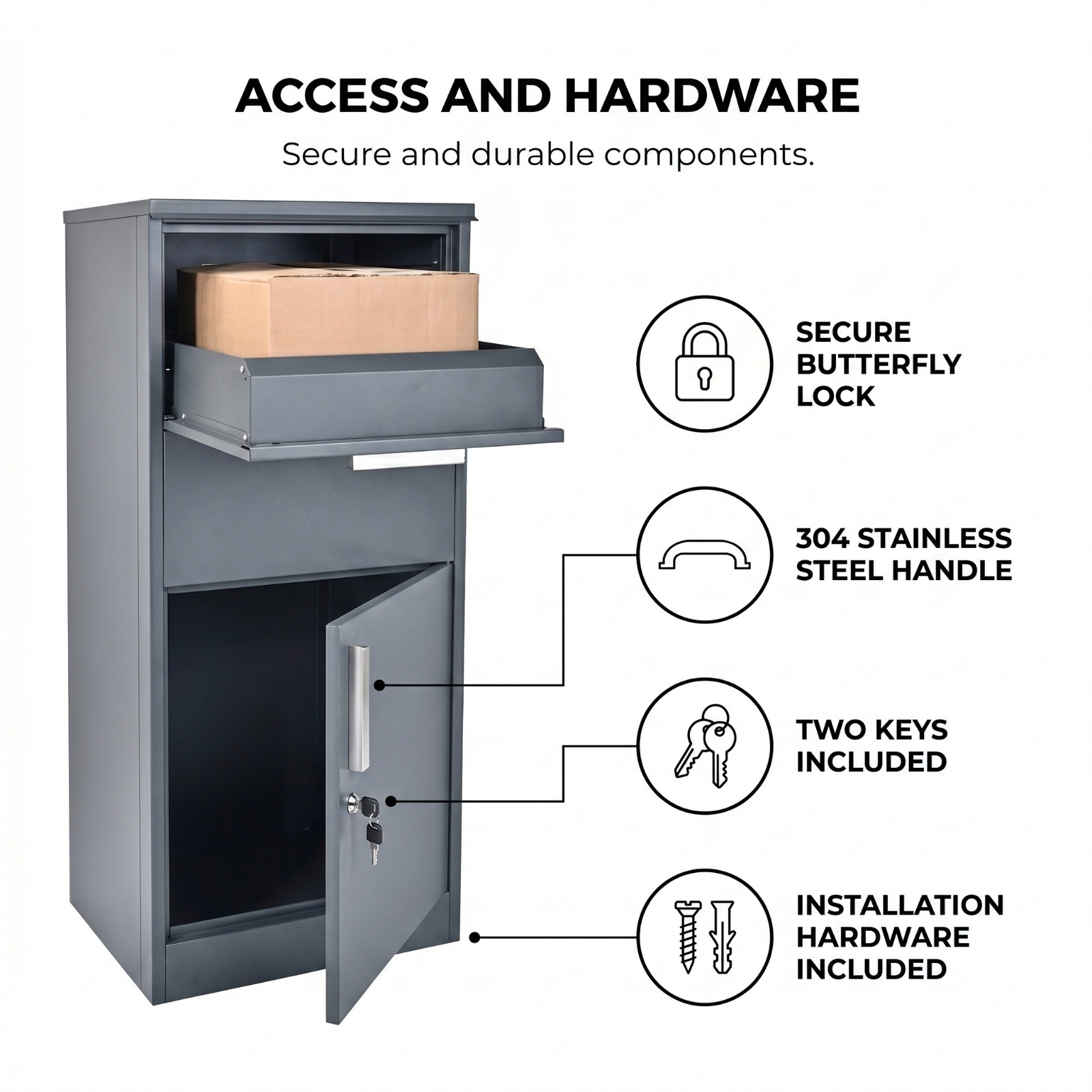 Extra Large Parcel Drop Box Freestanding Lockable 115cm - Image 6