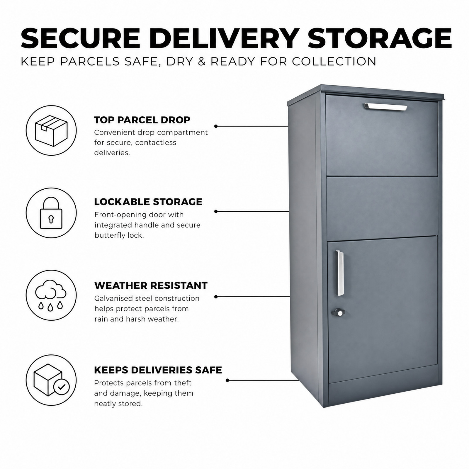 Extra Large Parcel Drop Box Freestanding Lockable 115cm - Image 8