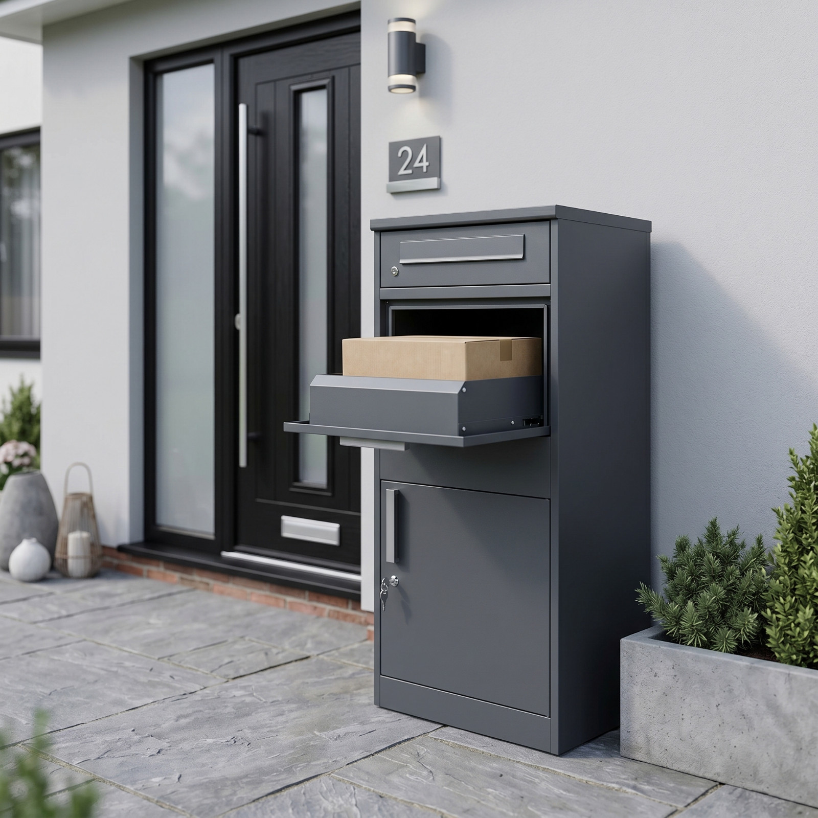 Extra Large Freestanding Parcel Drop Box Steel 112cm - Image 2