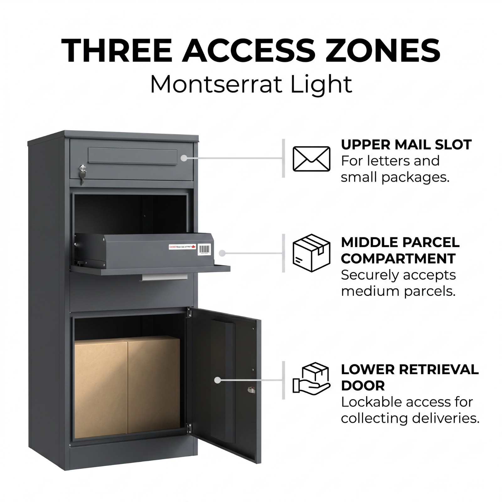Extra Large Freestanding Parcel Drop Box Steel 112cm - Image 8