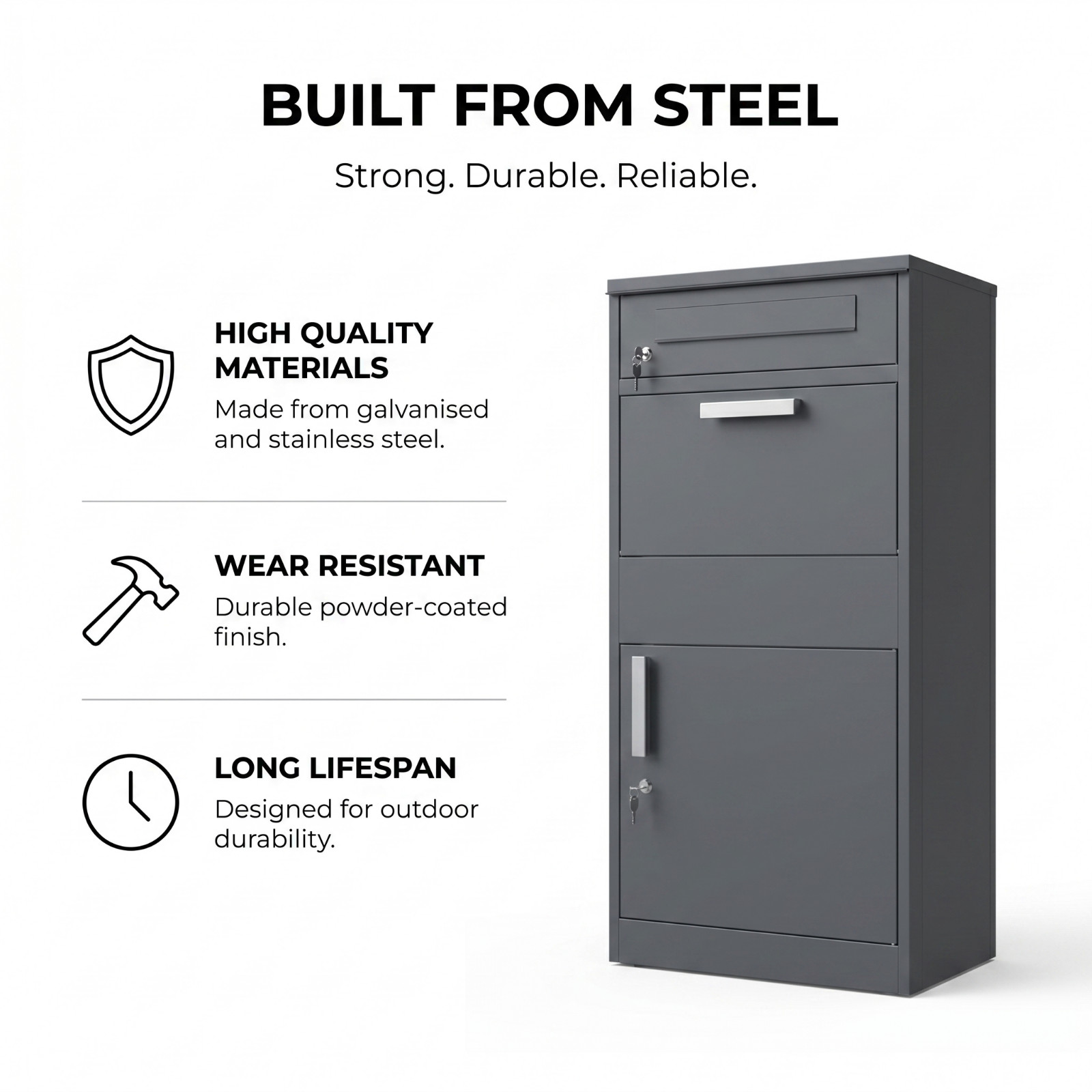 Extra Large Freestanding Parcel Drop Box Steel 112cm - Image 9