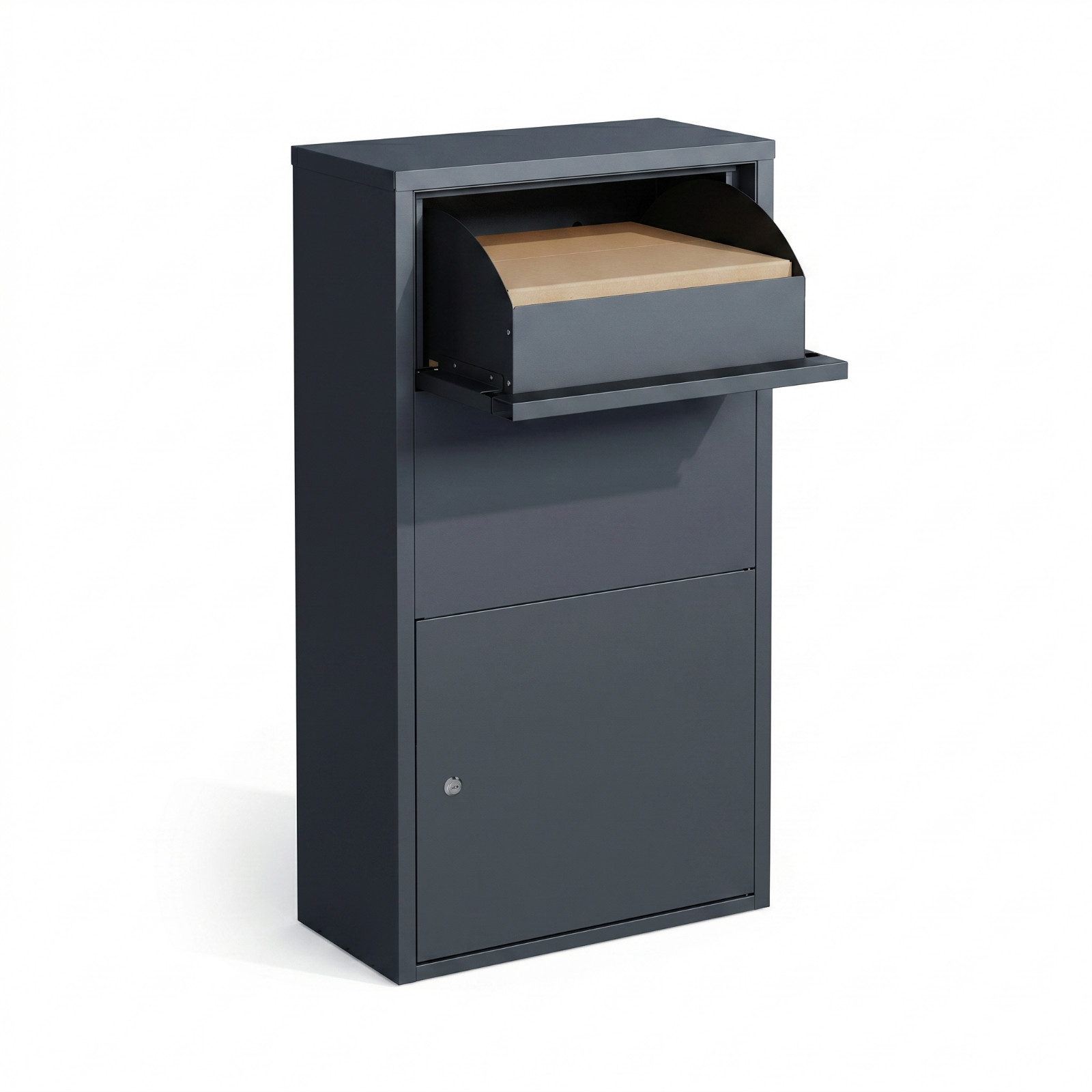 Lockable Parcel Post Box Galvanised Steel Anthracite 82cm - Image 2