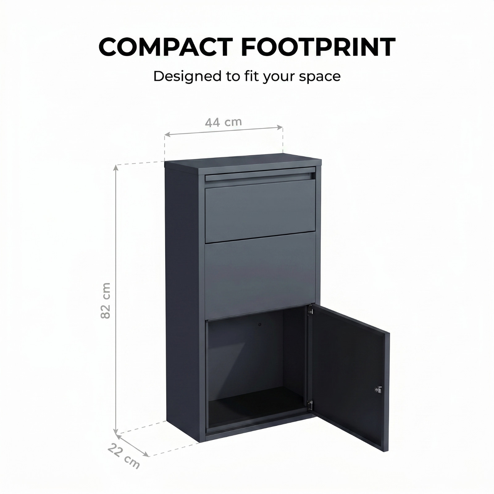 Lockable Parcel Post Box Galvanised Steel Anthracite 82cm - Image 9