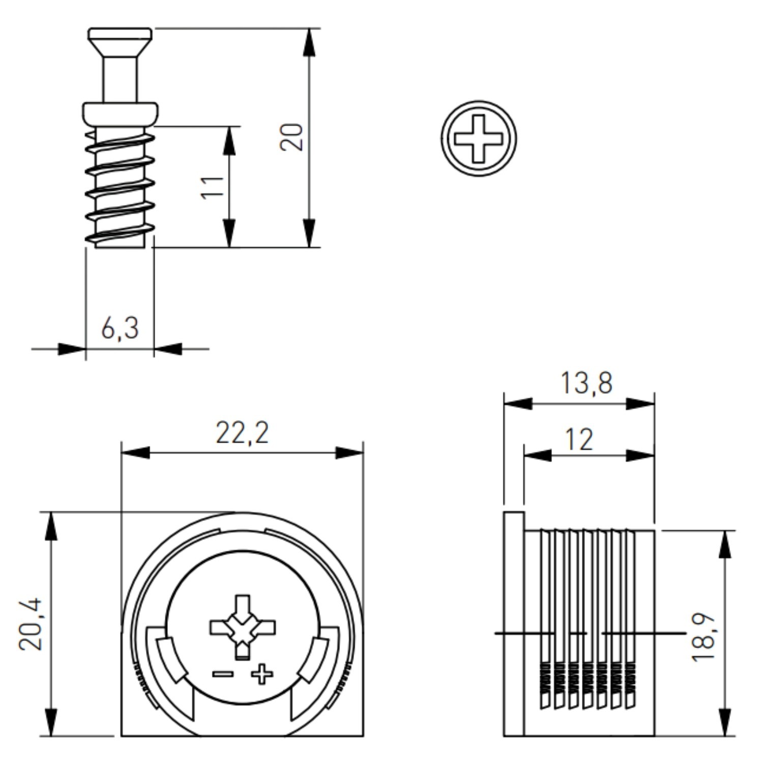 Cam Lock Eccentric Connectors 20mm Black Pack of 100 - Image 5