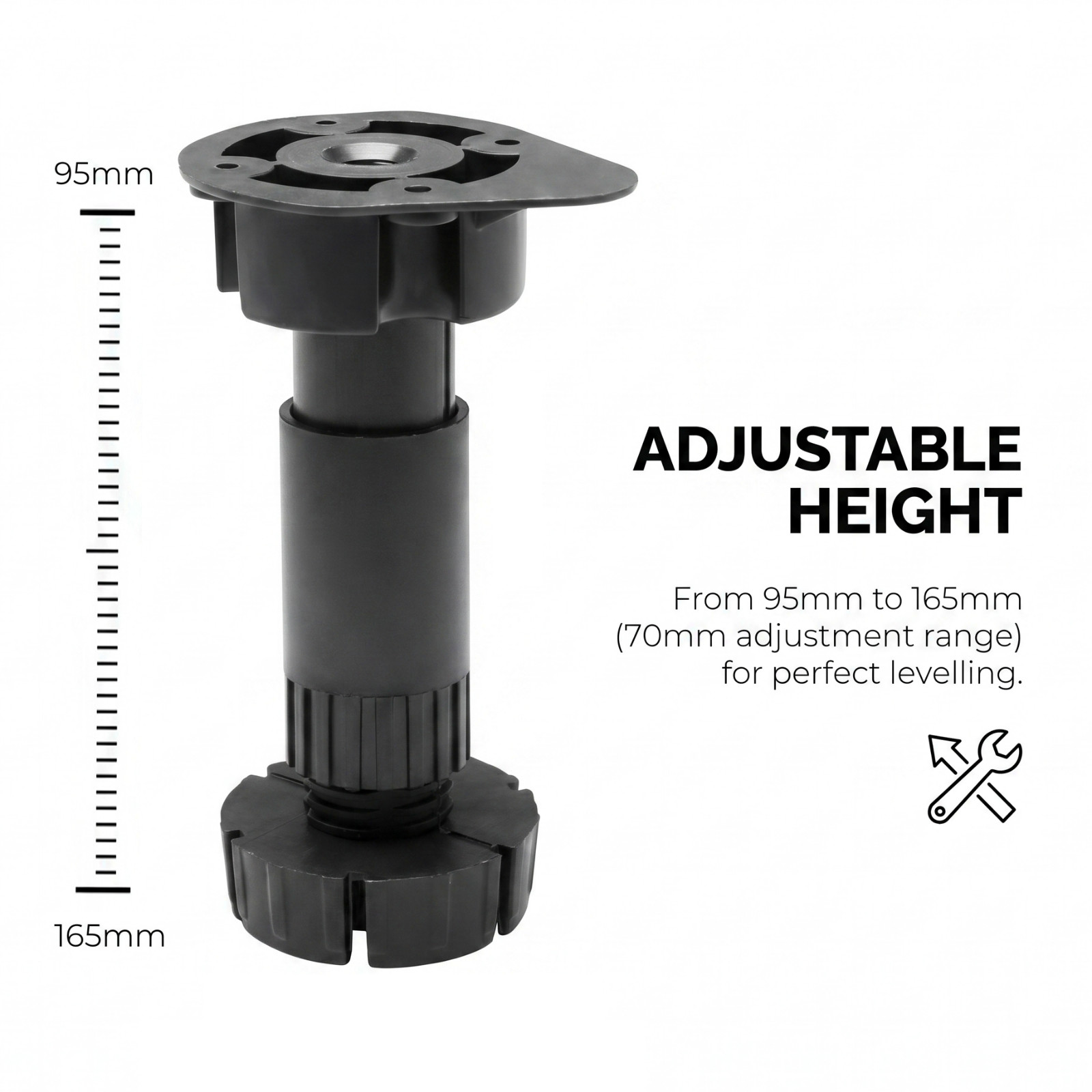 Adjustable Kitchen Plinth Legs 60kg + 2 Clips Pack of 4 - Image 7