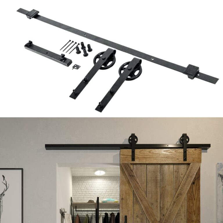Sliding Barn Door Track Kit 200cm Soft Close Black 100kg