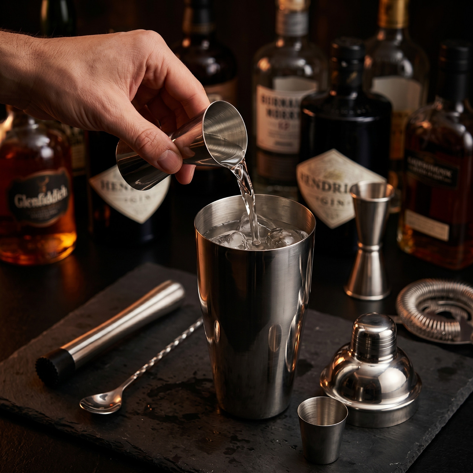 Cocktail Shaker Set 9 Piece Stainless Steel with Stand - Image 8