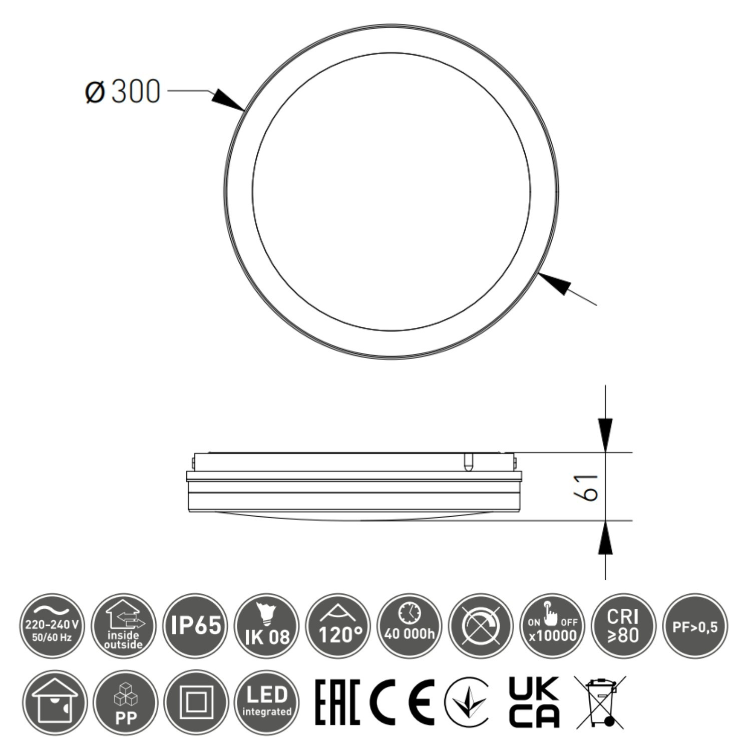 LED Ceiling Downlight Adjustable 12/18/24W CCT IP65 - Image 2