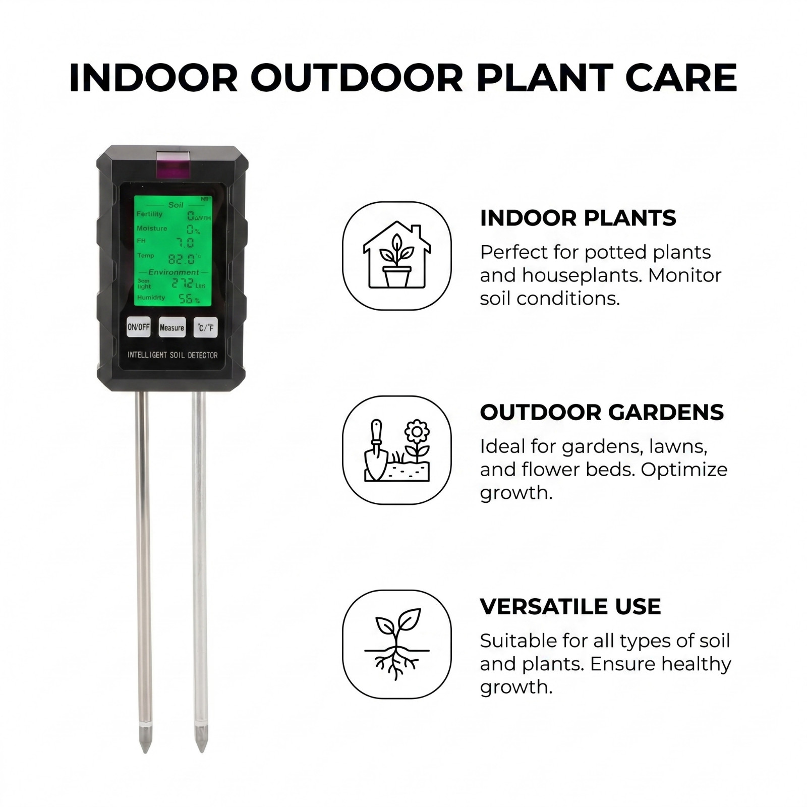 Digital Soil Tester 6-in-1 pH Moisture Light Meter - Image 12