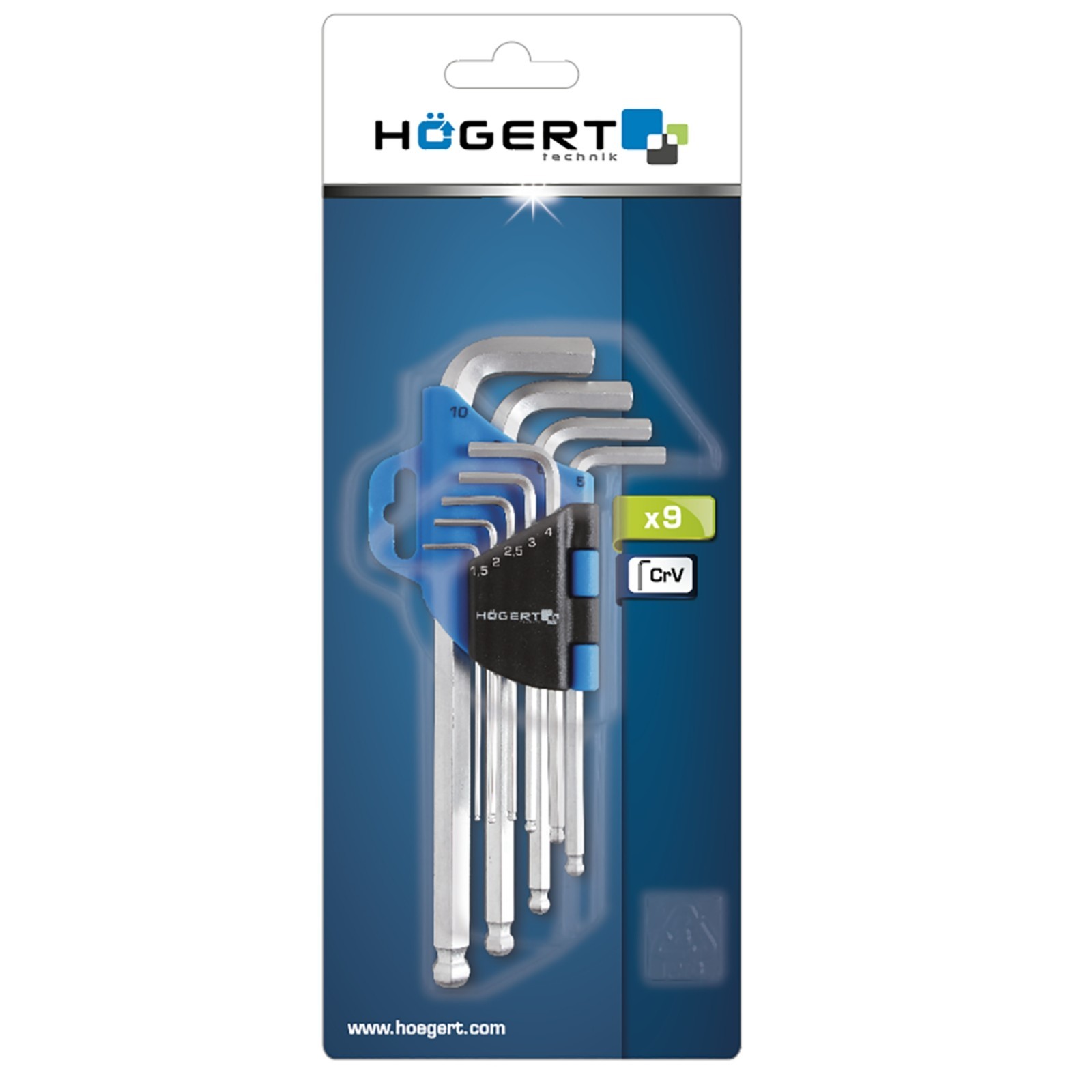 Ball End Hex Key Set 9pc Metric 1.5-10mm CrV - Image 2