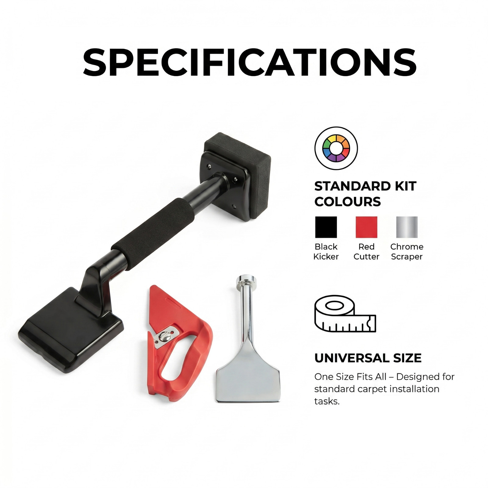 Carpet Fitting Kit Knee Kicker Cutter Edge Scraper 3pc - Image 10
