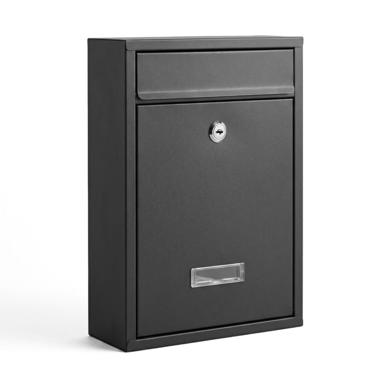 Post Box Wall Mounted Lockable Large Black