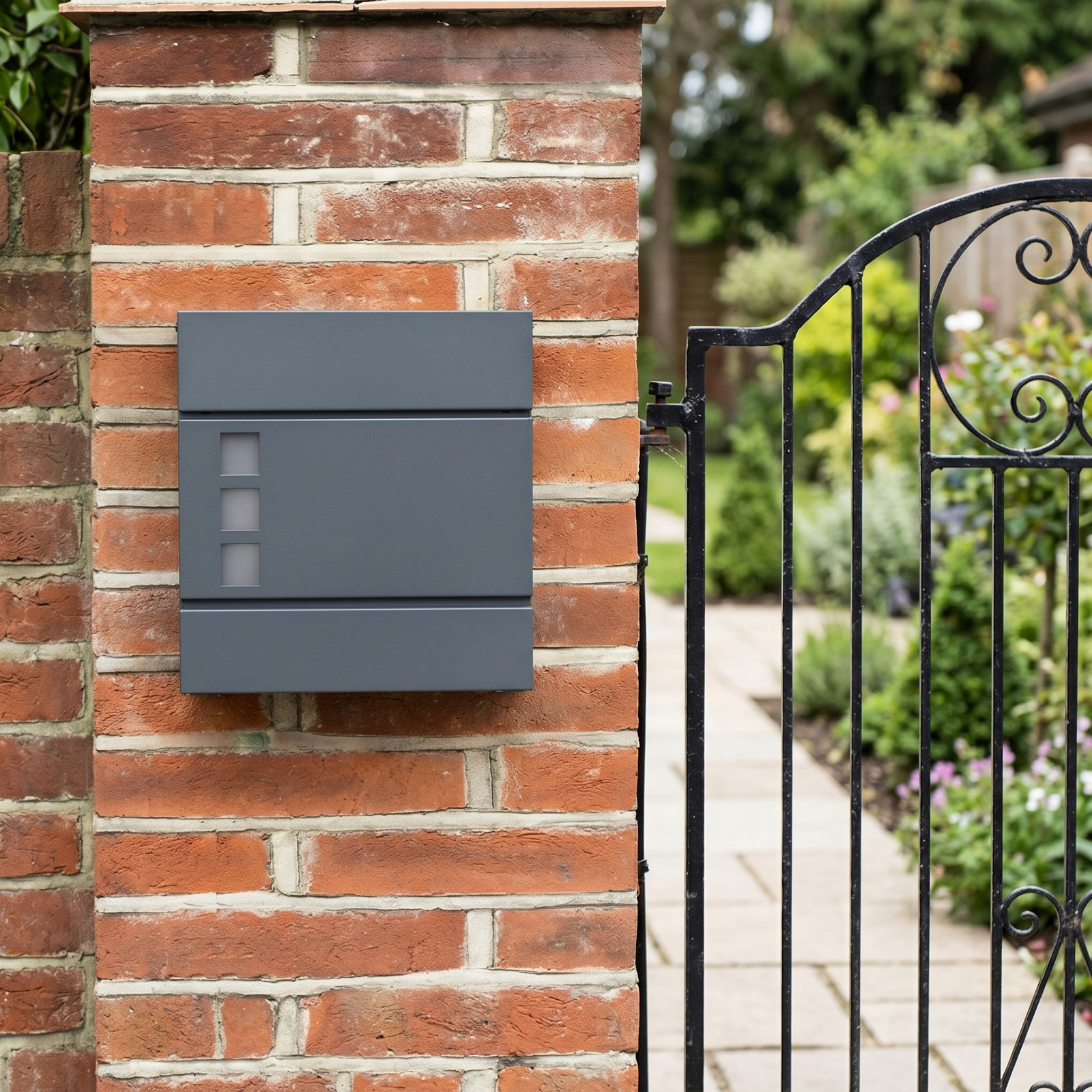 Post Box Wall Mounted Anthracite with Rain Cover - Image 2
