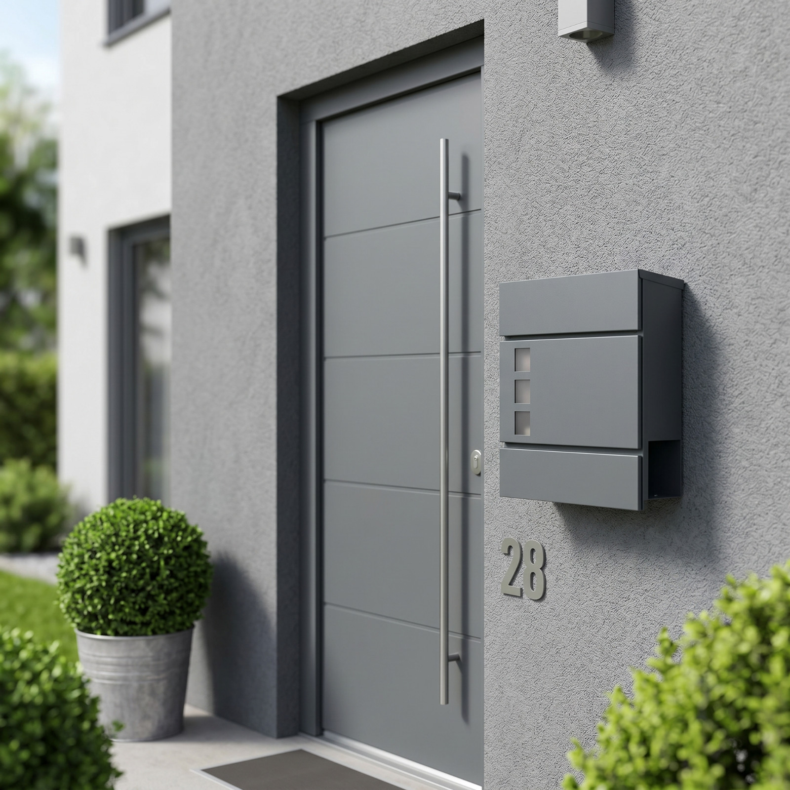 Post Box Wall Mounted Anthracite with Rain Cover - Image 3