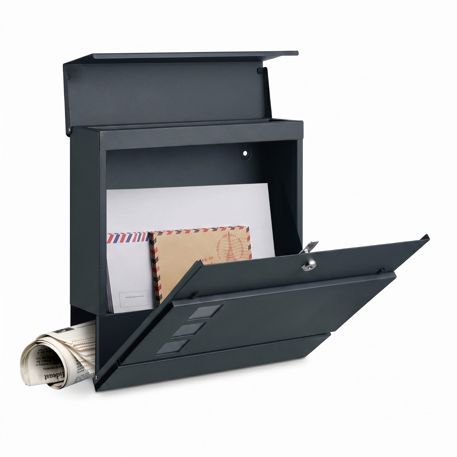 Post Box Wall Mounted Anthracite with Rain Cover - Image 5