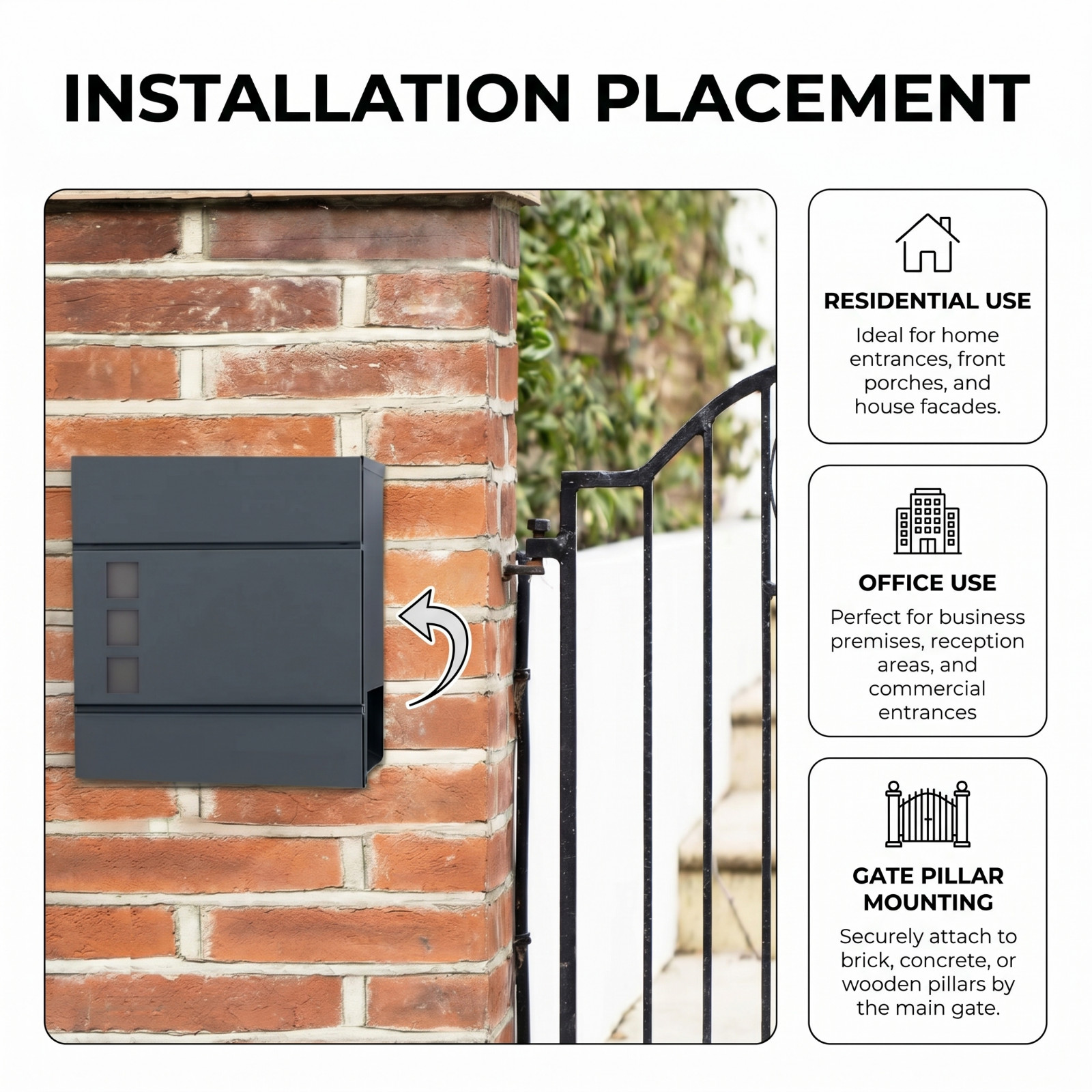 Post Box Wall Mounted Anthracite with Rain Cover - Image 10