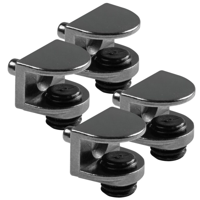 Push-On Glass Shelf Support Brackets 4-8mm Black Pack of 4