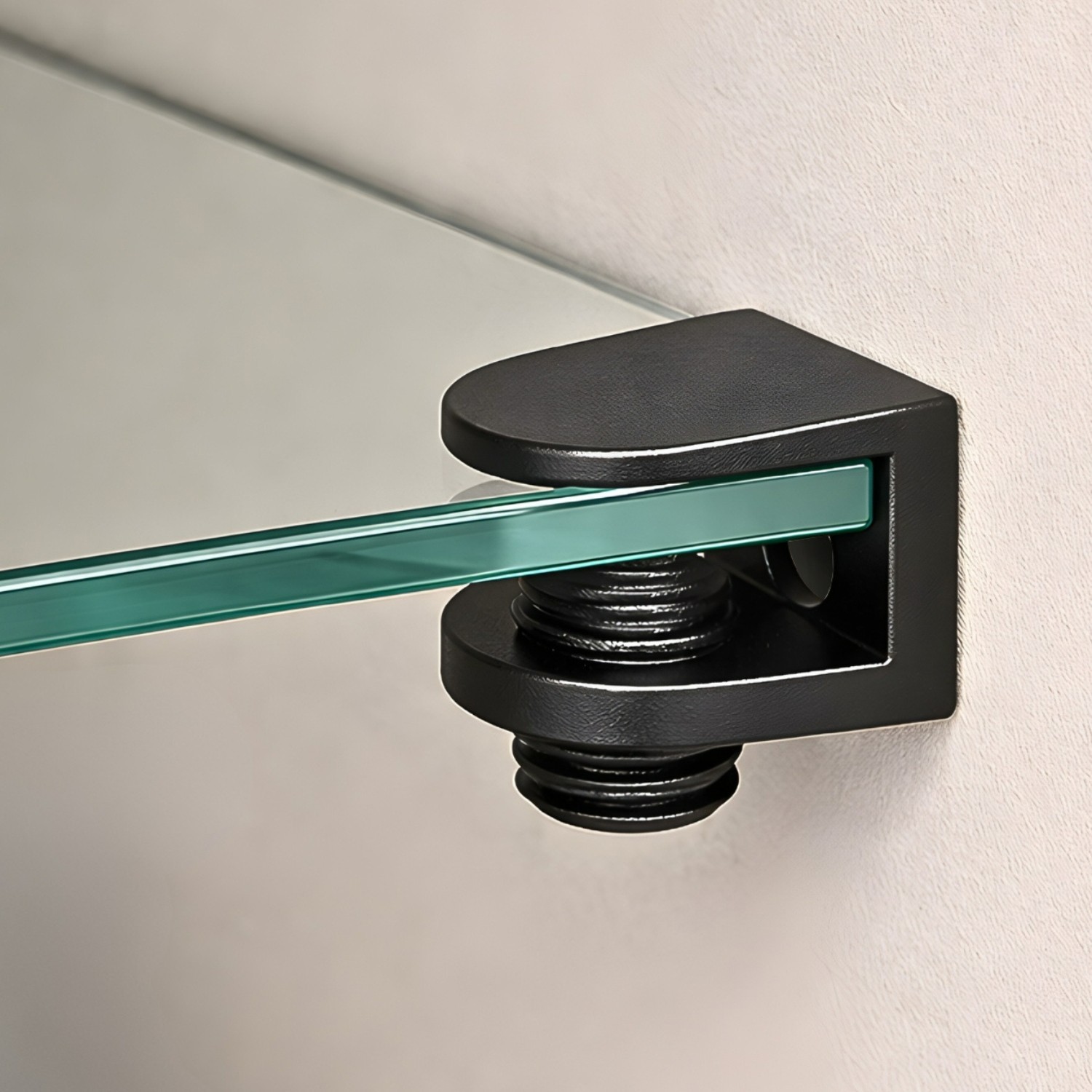 Push-On Glass Shelf Support Brackets 4-8mm Black Pack of 4 - Image 4