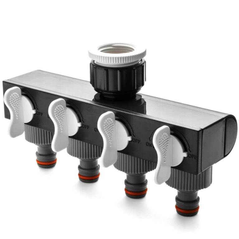 4-Way Garden Tap Hose Splitter with Shut-Off Valves