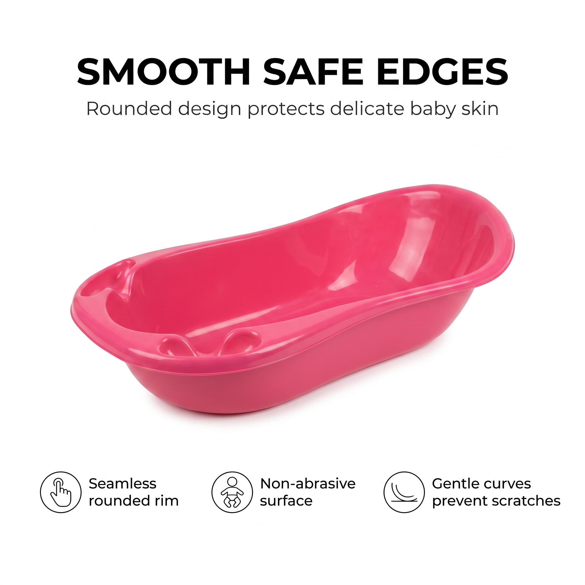 Baby Bath Tub 100 x 50cm with Backrest Pink - Image 4