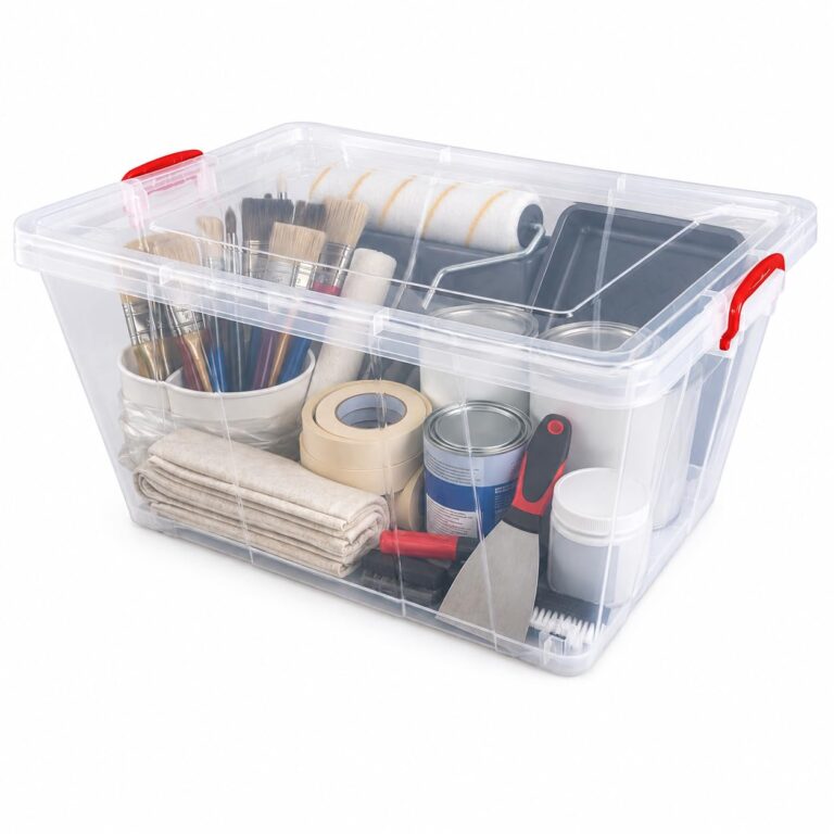 Clear Storage Box 58L with Lid and Wheels