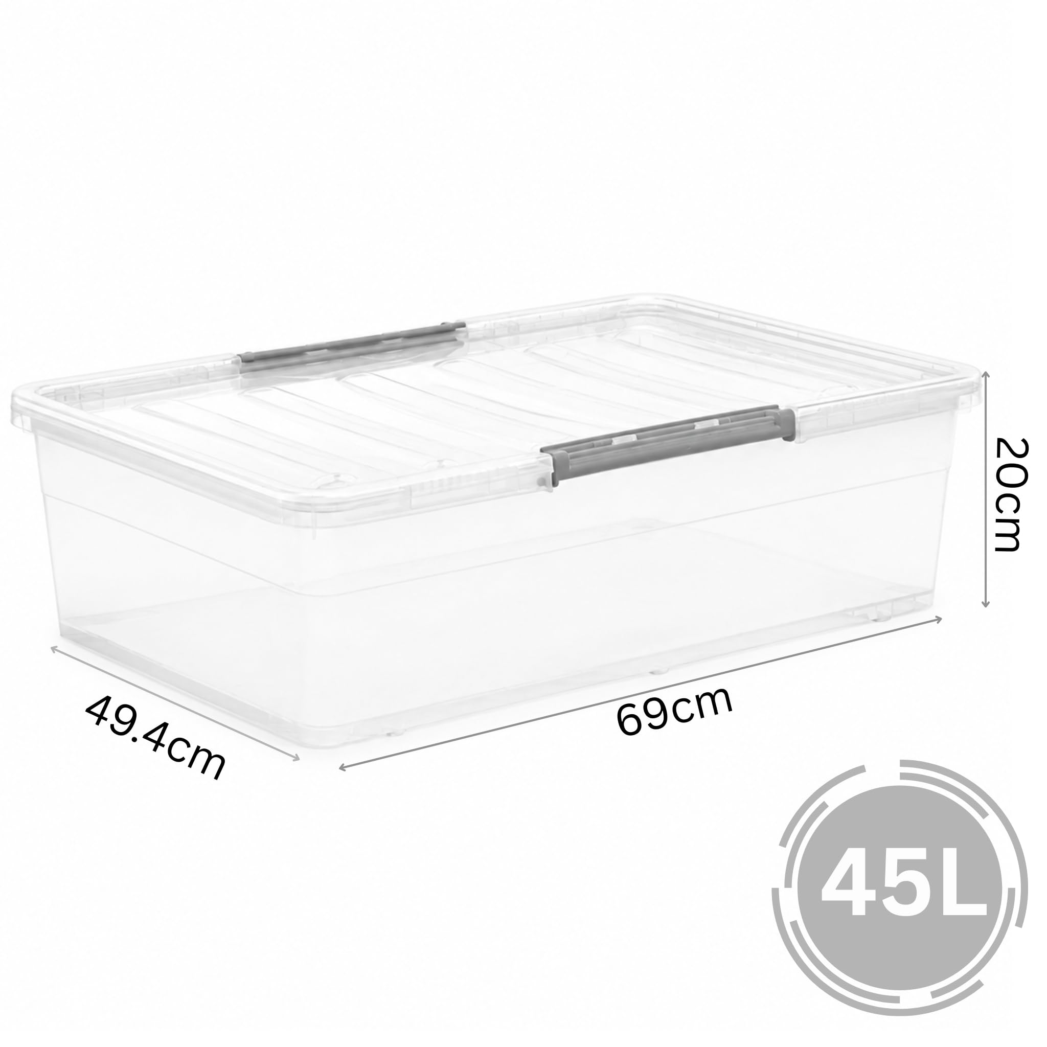Clear Storage Box 45L with Clip-Lock Lid - Image 2