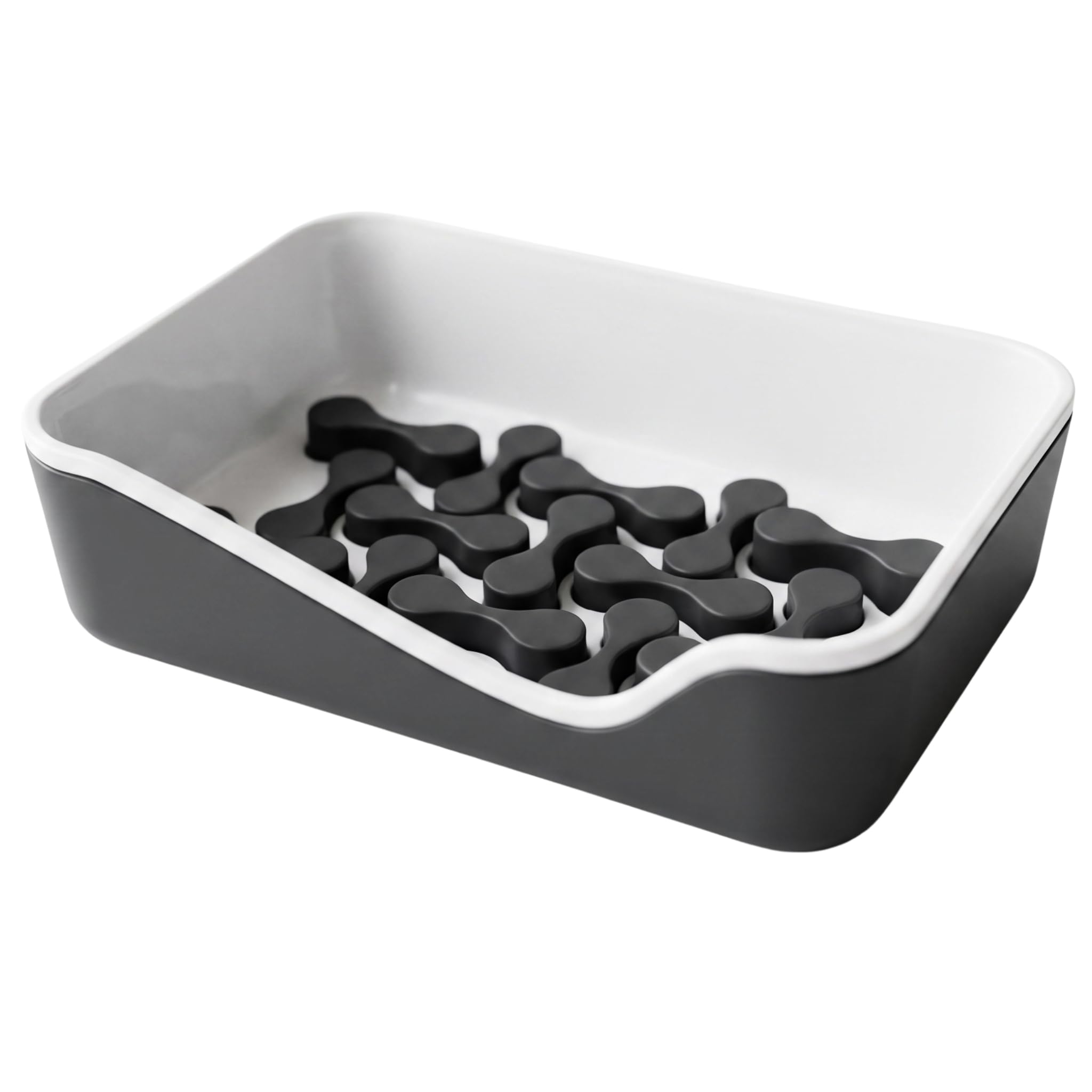 Soap Dish with Removable Drainage Tray Grey-White
