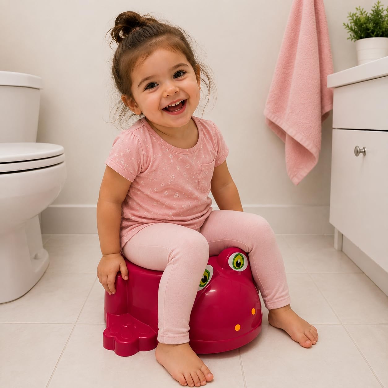 Toddler Frog Potty Training Chair Pink - Image 2