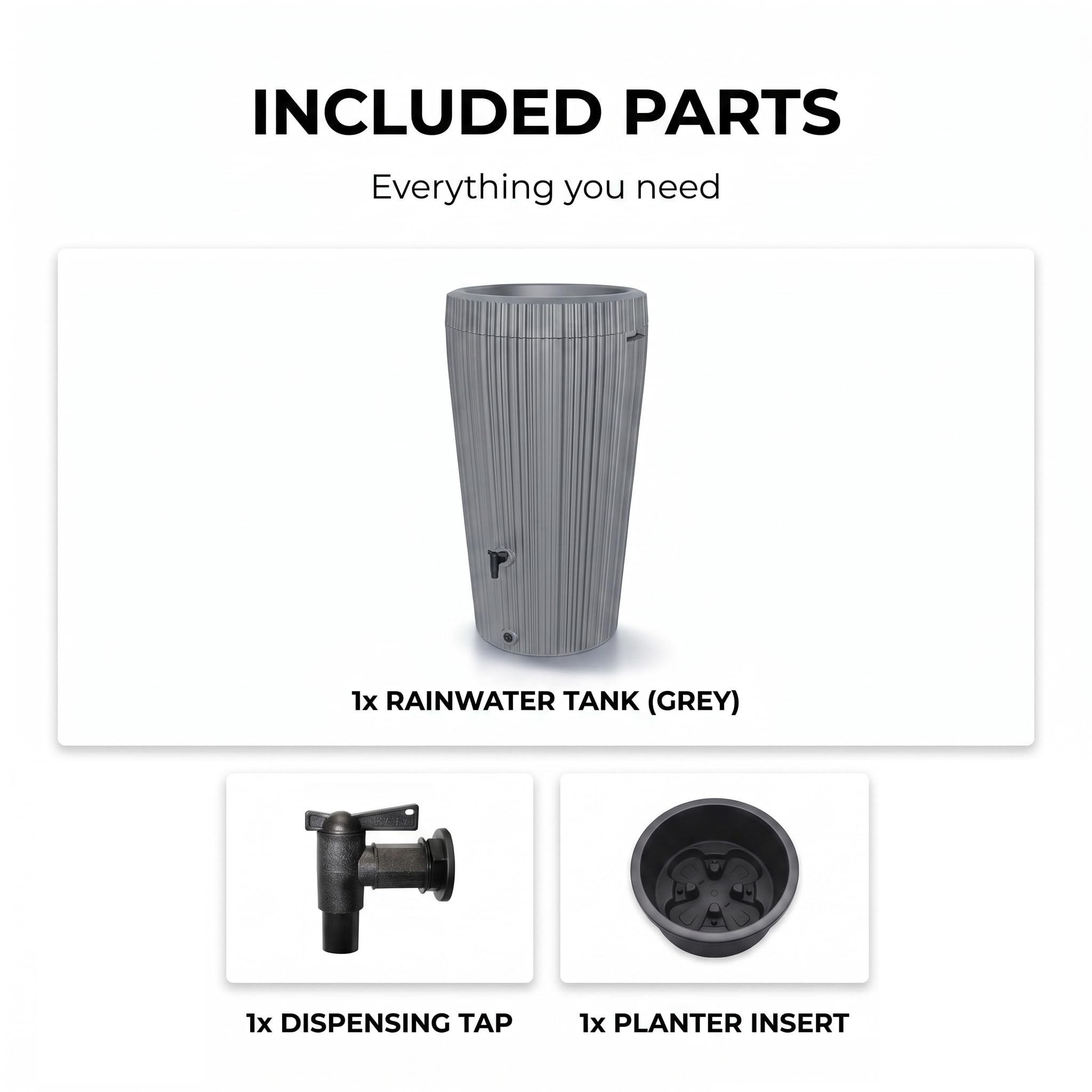 Water Butt 210L with Built-In Planter Grey - Image 8