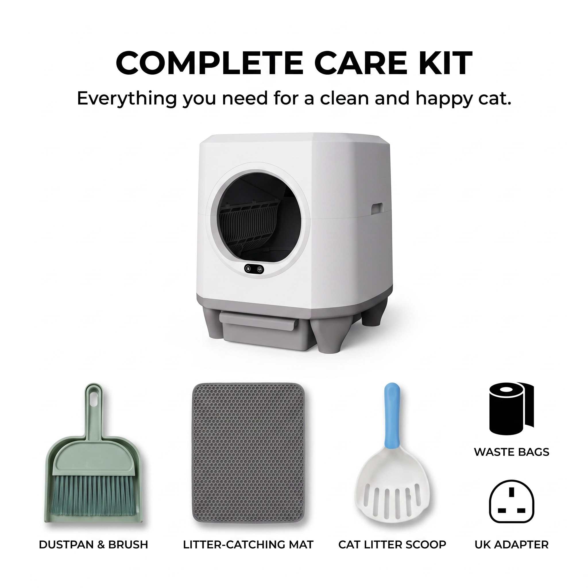 Enclosed Automatic Self-Cleaning Cat Litter Box 80L