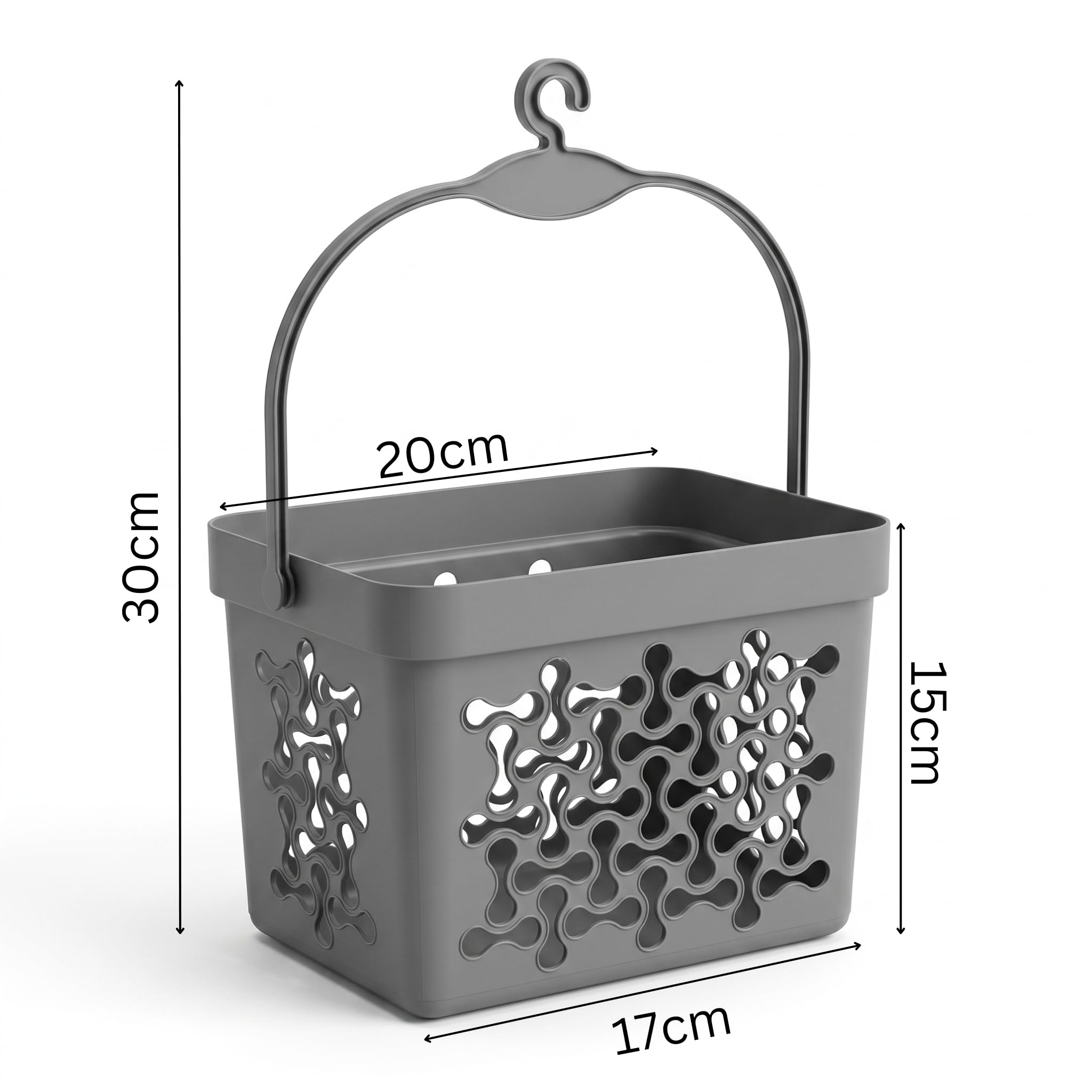 Clothes Peg Basket with Hanging Hook Grey - Image 9