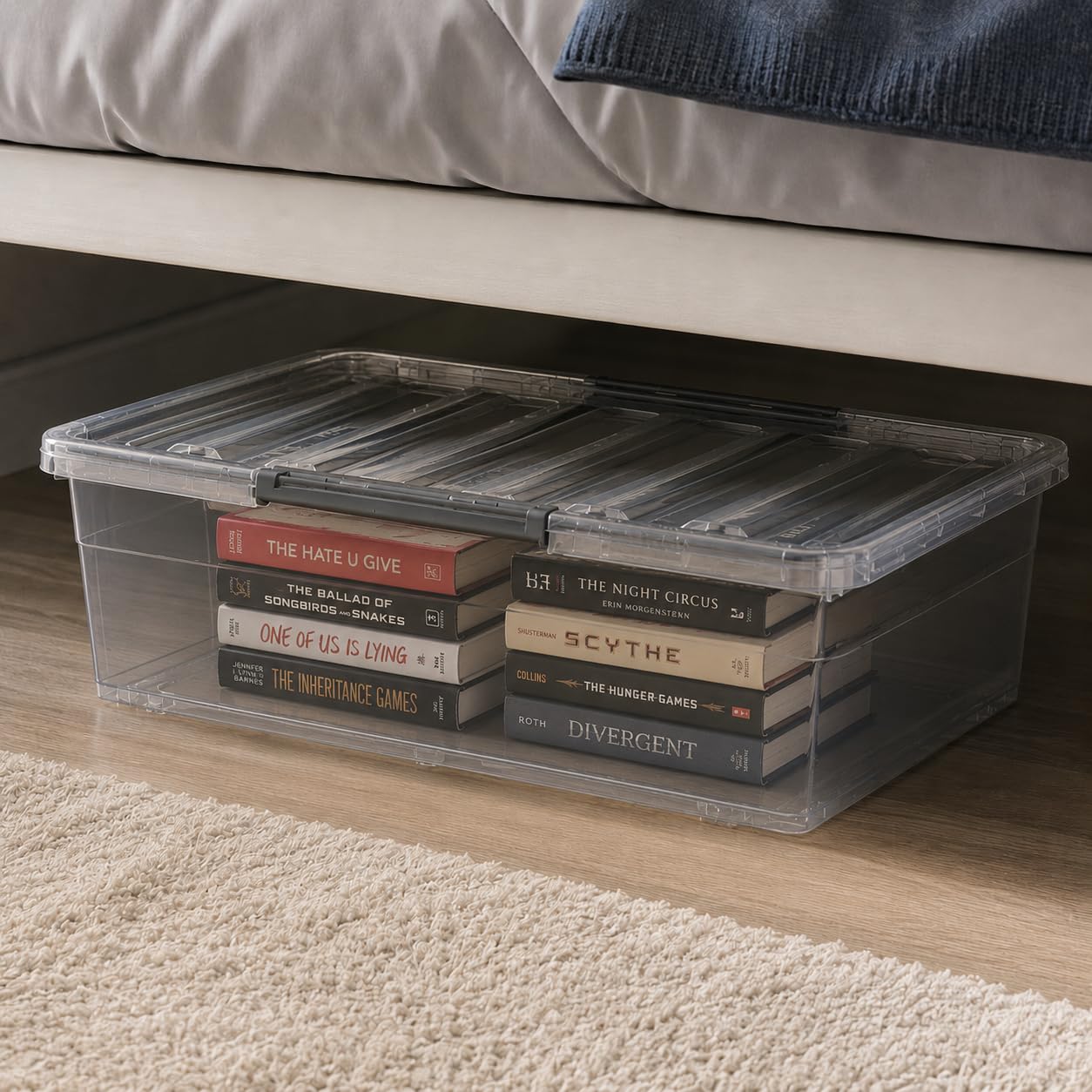 Clear Storage Box 45L with Clip-Lock Lid - Image 3