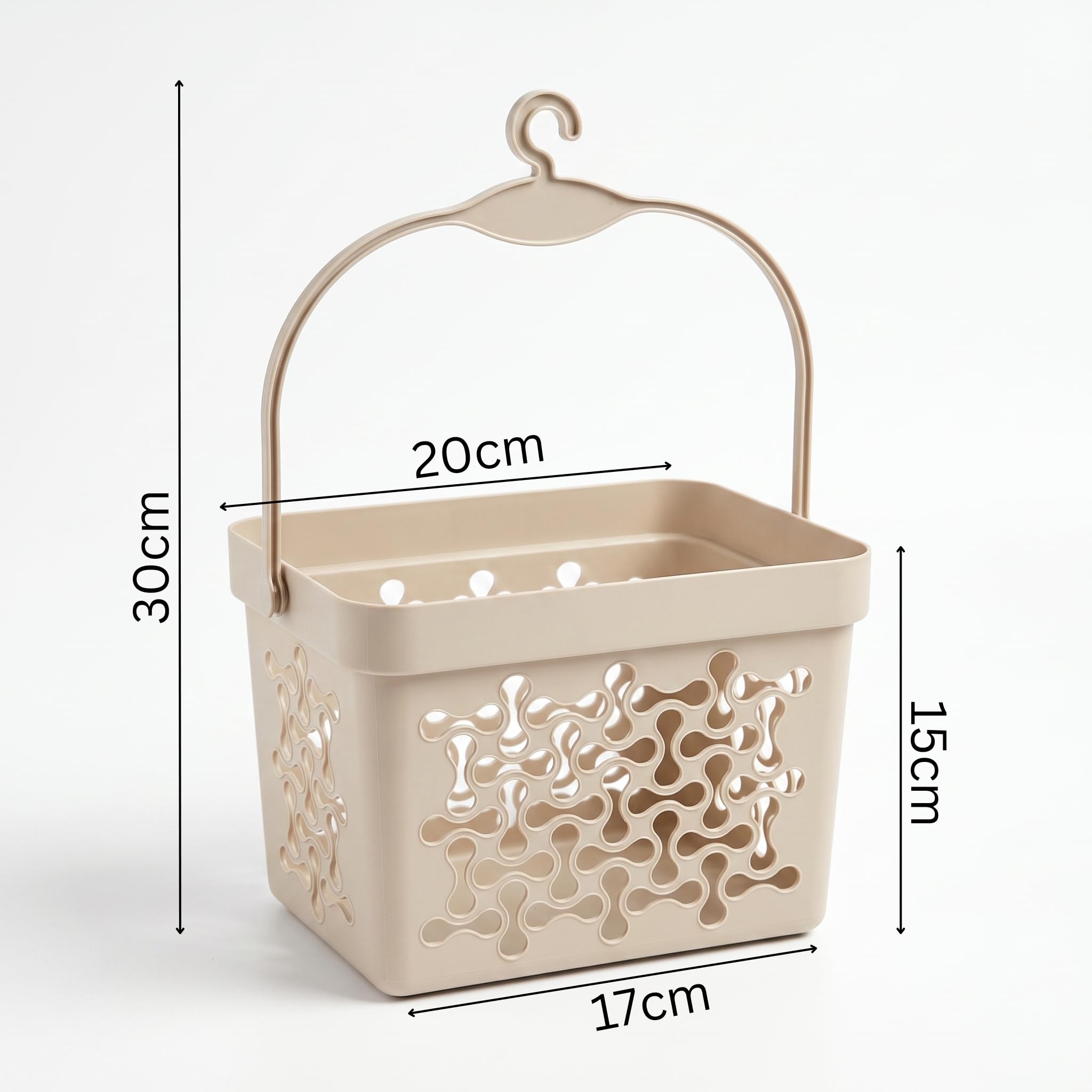 Clothes Peg Basket with Hanging Hook Beige - Image 9
