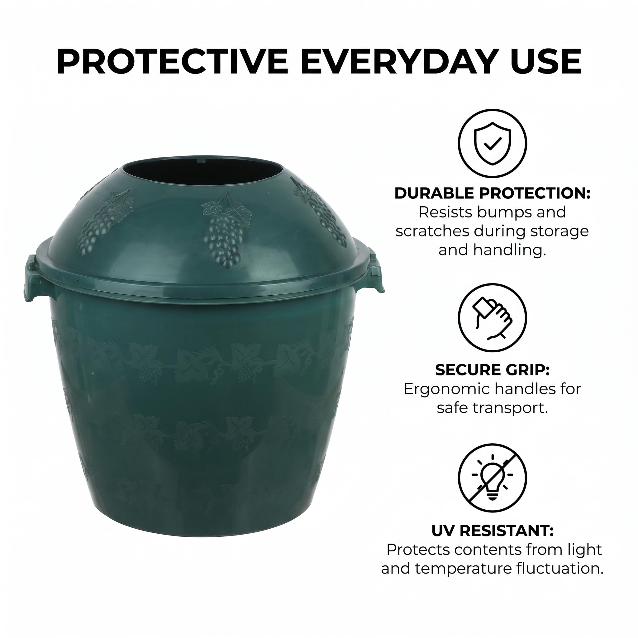 Green Demijohn Basket Cover with Lid 25L - Image 5