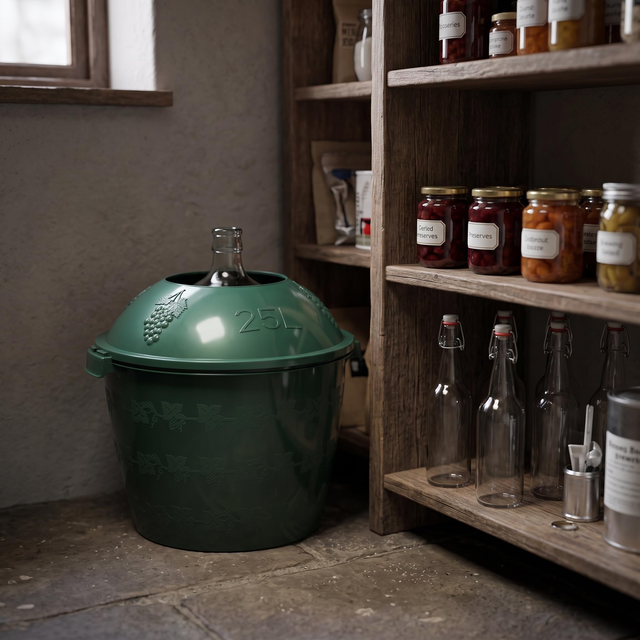 Green Demijohn Basket Cover with Lid 25L - Image 3