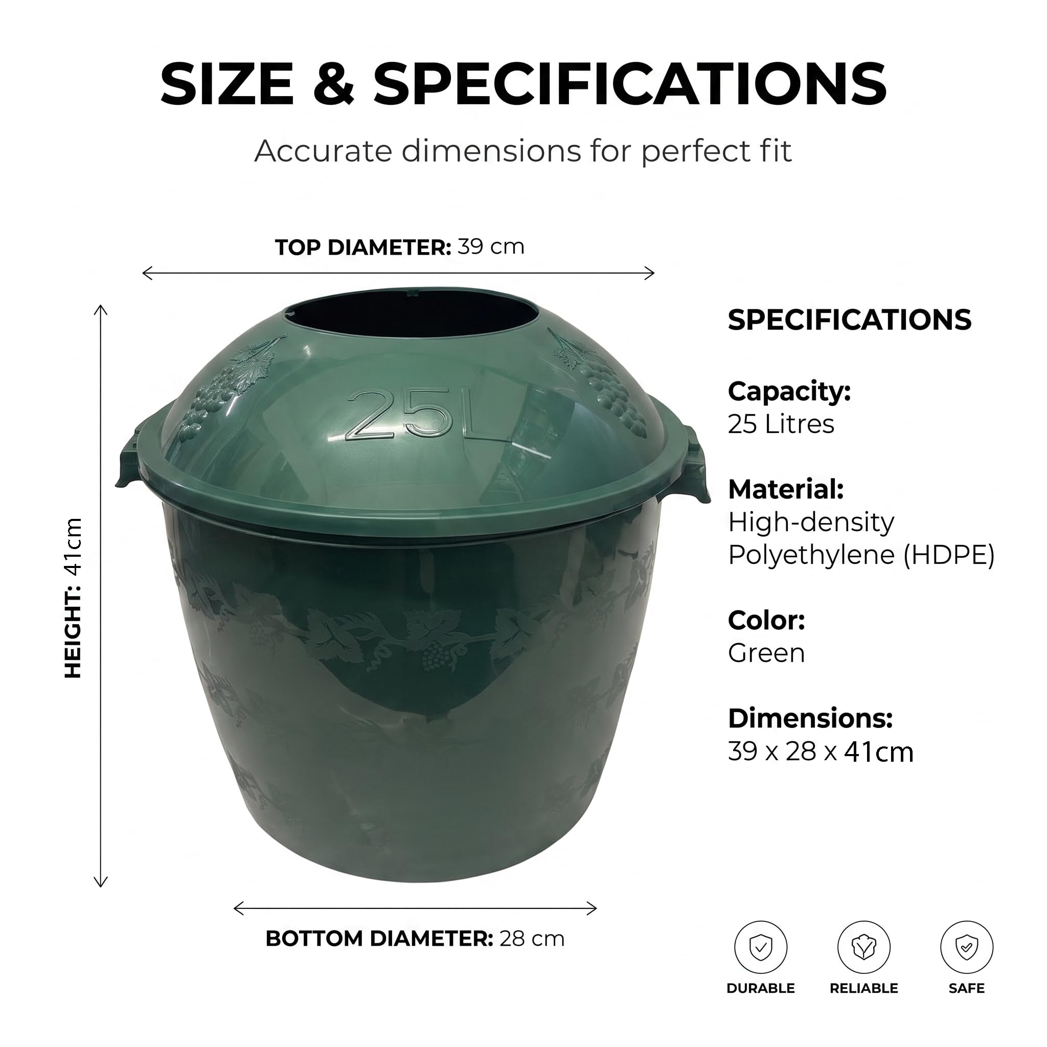 Green Demijohn Basket Cover with Lid 25L - Image 6