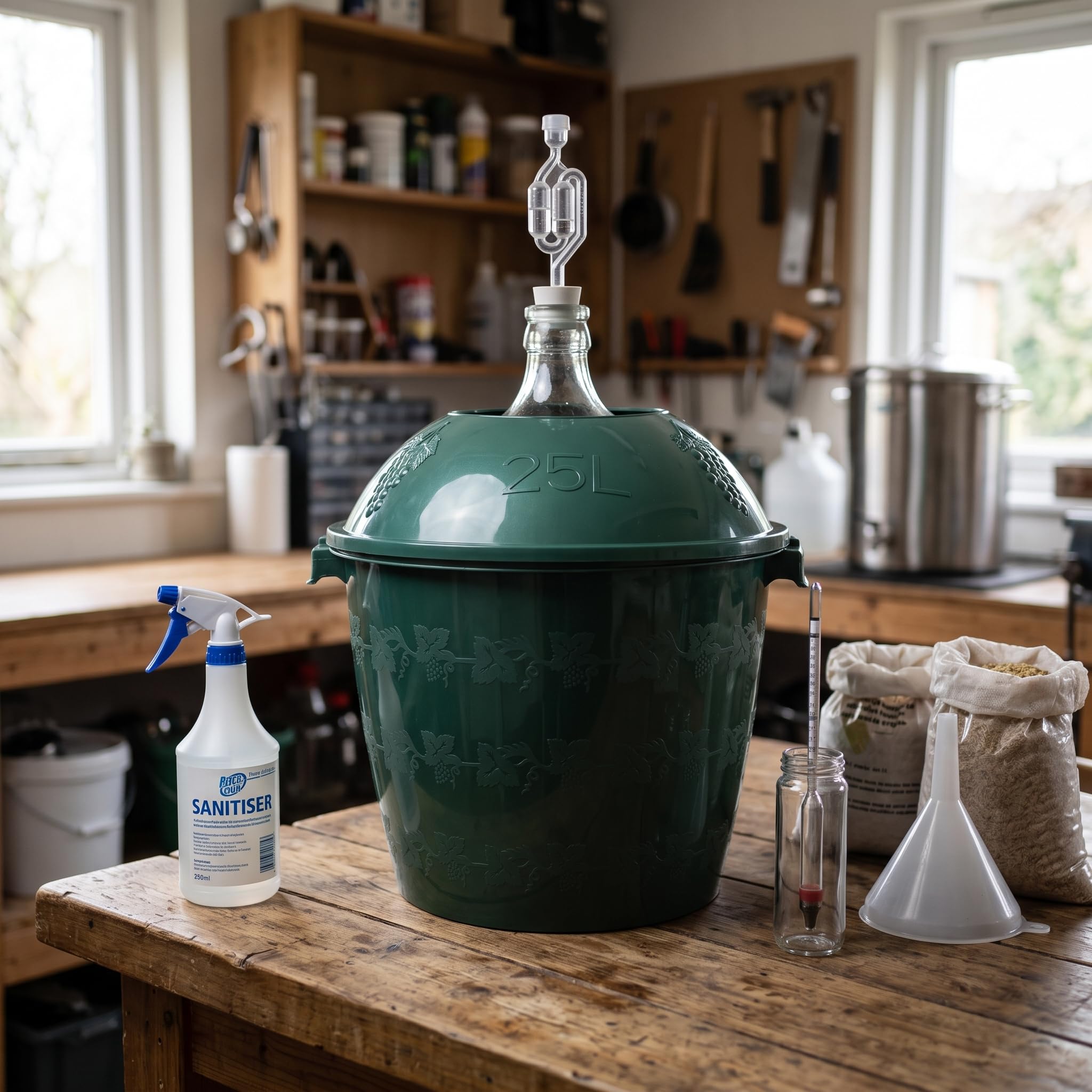 Green Demijohn Basket Cover with Lid 25L - Image 2